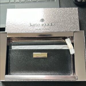 Kate Spade Kenzie Wallet Patent Saffiano Large Flat Cardholder NEW